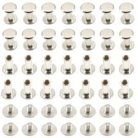 CEEYSEE 100PCS(50Set) Silvery Chicago Screws Assorted Kit M5 x 12mm Nail Rivet Chicago Button for DIY Leather Decoration Bookbinding Round Flat Head Stud Screw (M5 x 12mm)