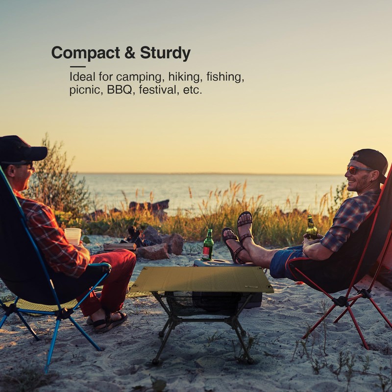 OneTigris Dipper Camping Table, Lightweight Portable Folding Table with Mesh