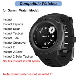 22mm Watch Band for Garmin Instinct/Instinct 2, Soft Silicone Band Replacement Strap for Garmin Instinct Esports/Solar/Tide/Tactical Smart Watch (Black)