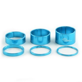OMNI Racer 1-1/8" Worlds LIGHTEST Alloy Headset Spacer Set 2,3,5,10,15,20mm: Lots of Beautiful Color Choices (Light Blue)