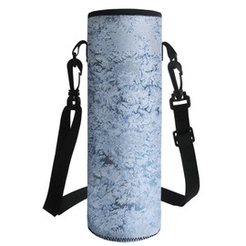 HUGS IDEA Snowflake Print Water Bottle Bag Neoprene Insulated Plastic Bottle Sleeve for Outdoor - L