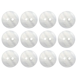 Freshwater Pearl B-900 Double Hole Buttons, Shell Buttons, Shell Buttons, Double Sided, White, White, Buttons, 12 Pieces, 0.5 inches (12.5 mm)
