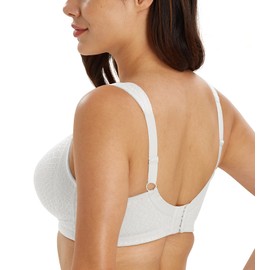 Lemorosy Women's Minimiser Bra, Large Sizes, Comfortable, Full Cup, Unpadded, Without Underwire, Strong Hold, White