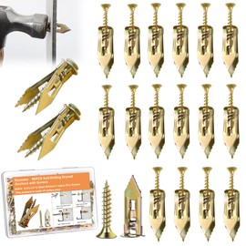 Sunxeke 90 Pcs Self Drilling Drywall Anchors with Screws,45 Sheetrock Anchors (0.47x1.57 inch) & 45 Zinc Expansion Screws,2025 Upgraded Zinc Plated Steel,No Drill Needed,Perfect for Wall Hanging