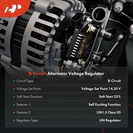 A-Premium Alternator Voltage Regulator Compatible with Volkswagen Tiguan 2017-2023 1.4L 2.0L, 14V B-Circuit 14.3 Vset