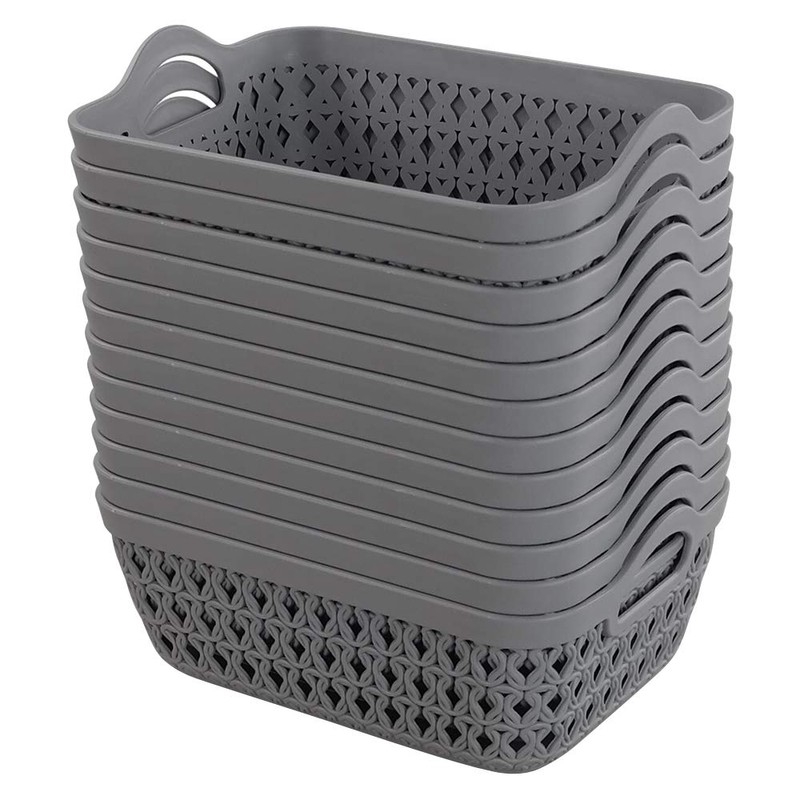 Dynko Plastic Storage Basket, Bathroom Basket, Household Basket, Grey, Pack