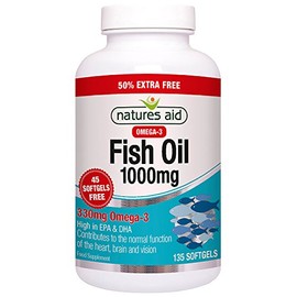 Natures Aid Fish Oil, 1000 mg, 135 Softgels (Provides Omega-3 Essential Fatty Acids EPA and DHA, for The Normal Function of The Heart, Brain and Vision, Made in The UK)