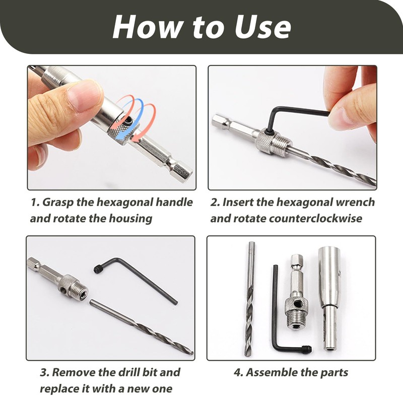 3 Pcs Hinge Drill Bit Set, Self Centering Drill Bit,