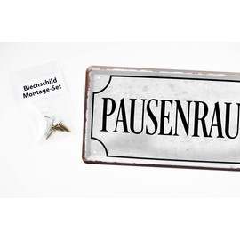 Breakenraum Decorative Tin Sign in Vintage Style - Retro Decorative Sign for Company Office Hotel Kitchen - 28 x 12 cm