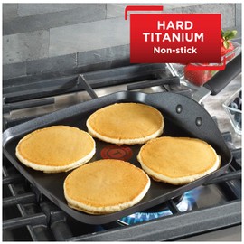 T-fal Ultimate Hard Anodized Nonstick Griddle 10.25 Inch Oven Broiler Safe 500F Cookware, Pots and Pans, Dishwasher Safe Grey