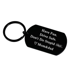 Perleddom School Supplies for Girls Son Daughter Funny Keychain for Teen Drive Safe Keyring Gifts Don't Do Stupid St Gifts from Mom Dad Birthday Gifts for Teenagers Boys Girls Stocking Stuffer Gifts