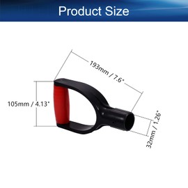 Heyiarbeit Shovel D Grip Handle, 1-1/4" Inner Diameter 32mm PVC Spade Snow Shovel Replacement Handle Garden Accessories for Digging Raking Tool Red-Black