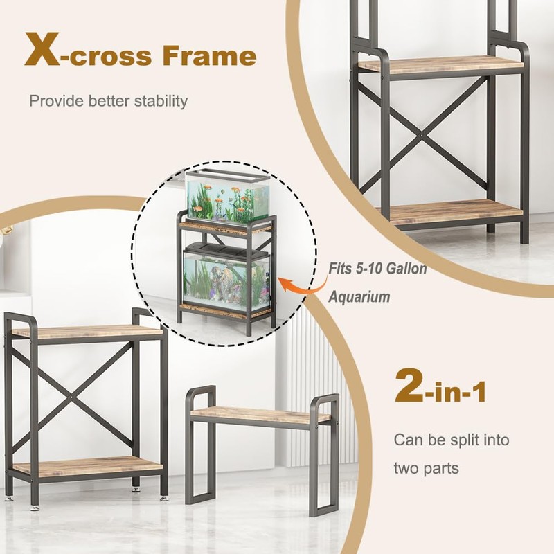 KaKaBB 5-10 Gallon Fish Tank Stand, Upgrade Heavy Duty Aquarium