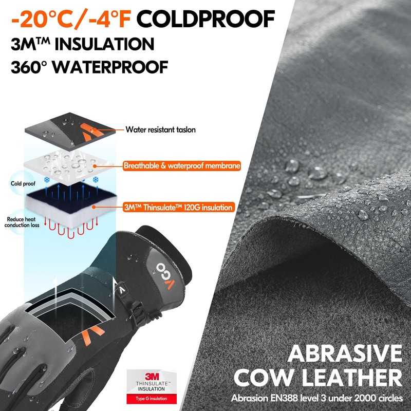 Vgo... Thermal Work Gloves Waterproof Touchscreen
