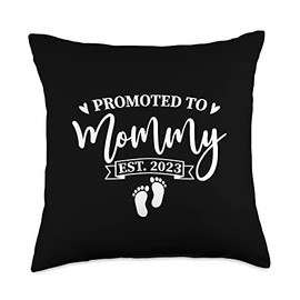 Smarty Pants Designs Promoted to Mommy est. 2023, New Mom Gift Throw Pillow, 18x18, Multicolor