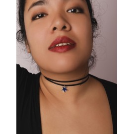 Sacina Hippie Boho Layered Star Choker Necklace, Black Choker, Choker Necklace for Women, Boho Necklace, Gothic Choker, Christmas Jewelry Gift for Women