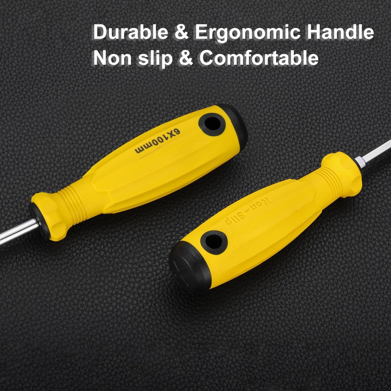 sourcing map 2pcs SL6 Flat Head Screwdriver 9.4" Magnetic Slotted