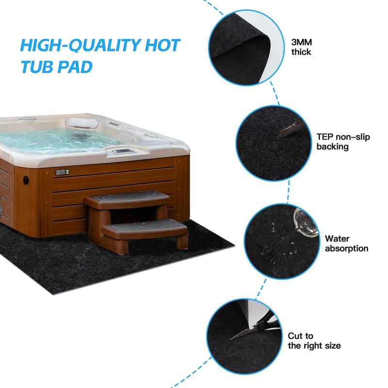 Grefinity 100" x 100" Hot Tub Mat, Outdoor Indoor Inflatable