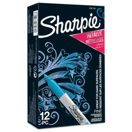 Sharpie Metallic Permanent Markers | Fine Point | Sapphire Metallic | 12 Count