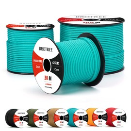 BROTREE Paracord 3 mm 50 m 100% Nylon Rope Cord Type II Paracord 425 with 3 Cores for Survival, Outdoor, Bracelet, Crafts, Breaking Load 192 kg (Turquoise)