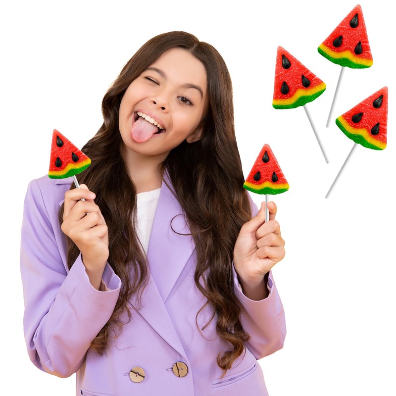 Fruidles Watermelon Shaped Lollipop, Mixed Fruit Flavor, Individually Wrapped, NET