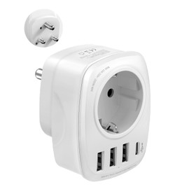 1PC Germany to South Africa Adapter, Travel Adapter Type M with 3 USB and 1USBC, Socket Adapter for South Africa Namibia, Lesotho, Mozambique