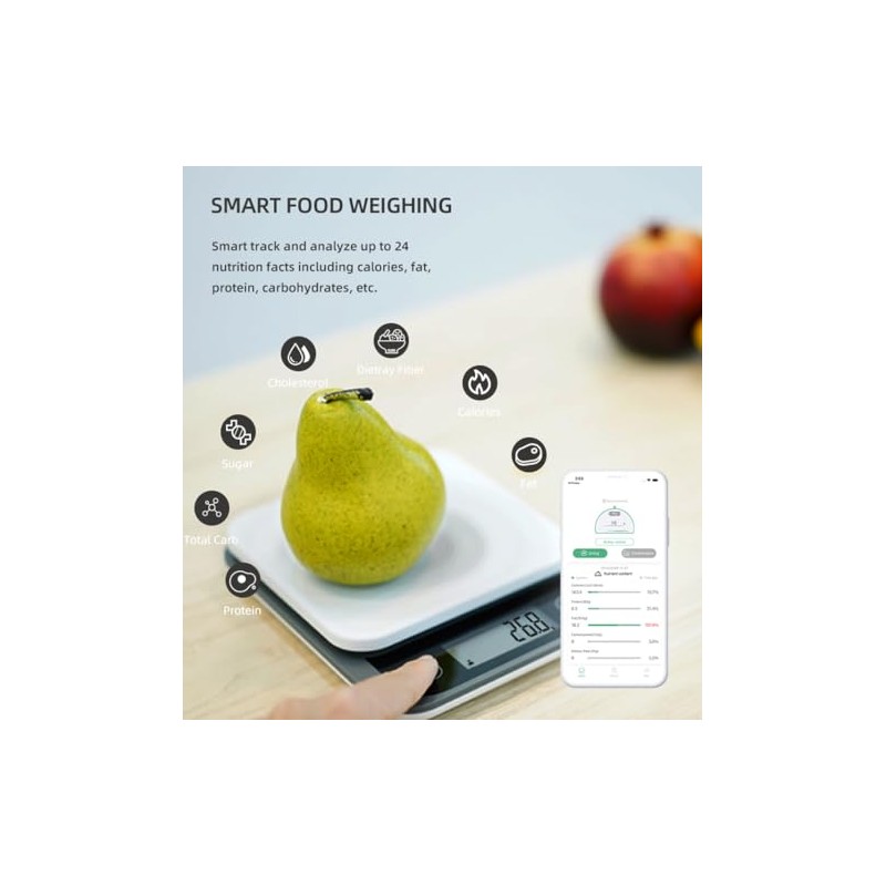 FITDAYS Báscula de cocina inteligente para bajar de peso y