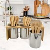 WSKC Flatware Caddy Stainless Steel Cutlery Holder with Wood Base,