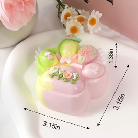 Taba Squishy Sticky Cat Paw – Spring Squeeze Toy with Wings, Floral Accents and Bows for Stress Relief