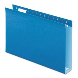 Reinforced 2" Extra Capacity Hanging Folders, 1/5 Tab, Legal, Blue, 25/Box