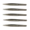 Hakko CHP 00-SA Fine-Tip Tweezers, Straight, Flat Tips, Non-Magnetic Stainless