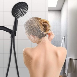 SOKA High Pressure Shower Heads with 6 Spray Setting Massage Spa 6" Showerhead with Handheld Shower Head with Extra Long Hose 59 Inches(5 Feet）And Adjustable Bracket Matte Black