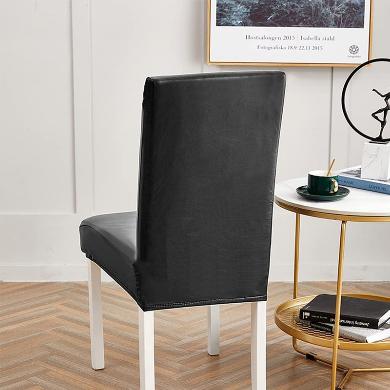 Shukii Stretch Dining Chair Covers - Waterproof PU Leather Slipcovers