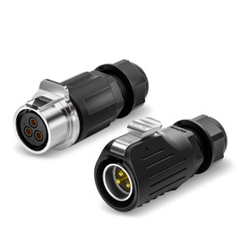 Aviation Plug 3 Pin Waterproof Connector, Arector Screw Press Quick Locking Connector, IP68 Circular Connector for Industrial, Power, Car, and Other Indoor/Outdoor Male and Female Plug