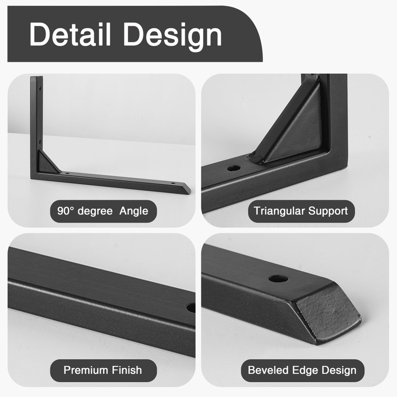 Ouvin Heavy Duty Shelf Brackets 6 inch 2 Pack Wall