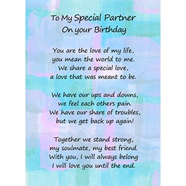 Romantic Birthday Verse Poem Card (Special Partner)