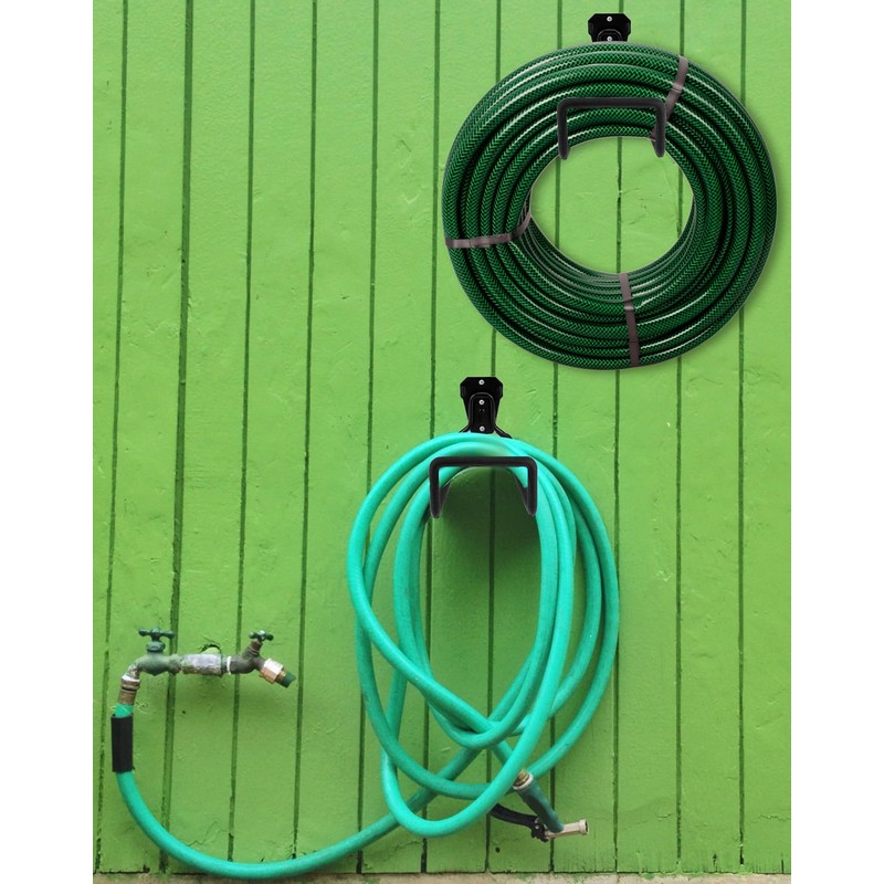 QWORK® Hose Holder Wall, Garden Hose Holder, Black, with 50