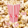 4 Pack Reusable Popcorn Containers, Classic Striped White & Red