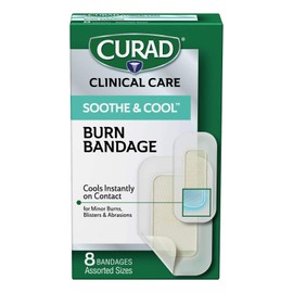 Curad Soothe & Cool Burn Bandages, Instant Cooling, Assorted Sizes, 8 Count