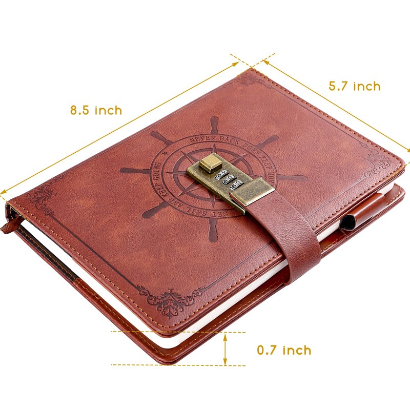 Kesote A5 Diary with Lock Leather Cover Lock Notebook Lined