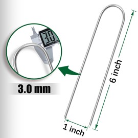 HOUYA U Shaped Garden Stakes 6 Inch 80 Pack Drip Irrigation Stakes Galvanized Landscape Garden Staples Hose Stakes for Soaker Hose Drip Line Irrigation Tubing Tube, Lawn Ground and Weed Barriers