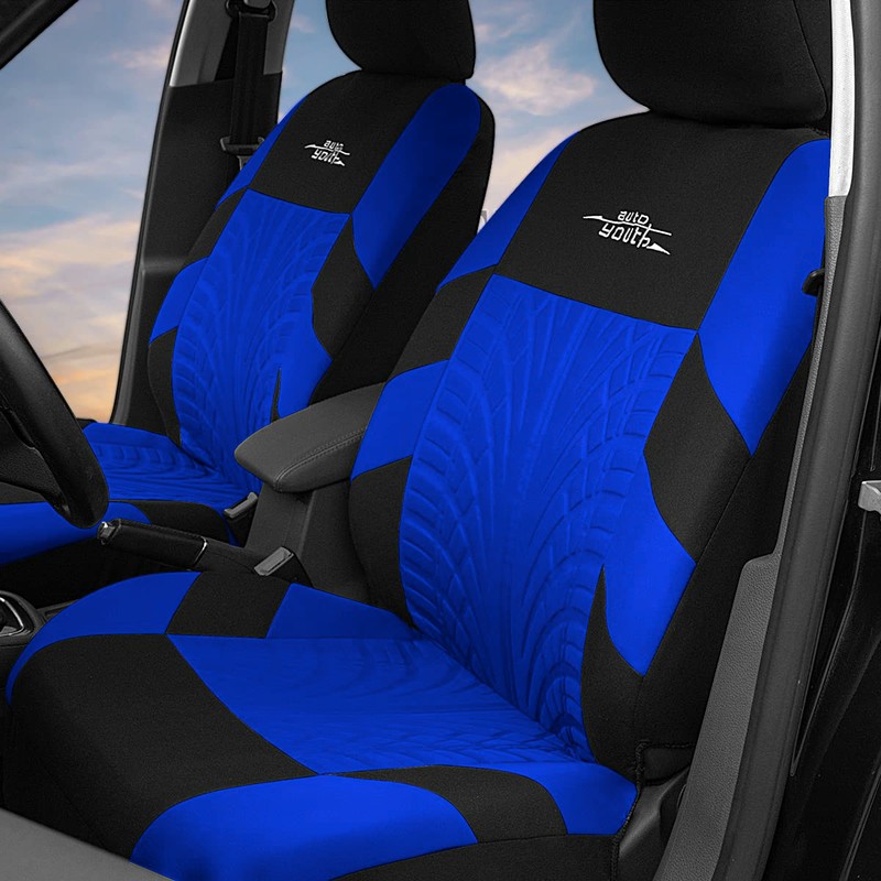 AUTOYOUTH Blue Car Seat Covers Full Set, 3D Tyre Embossed