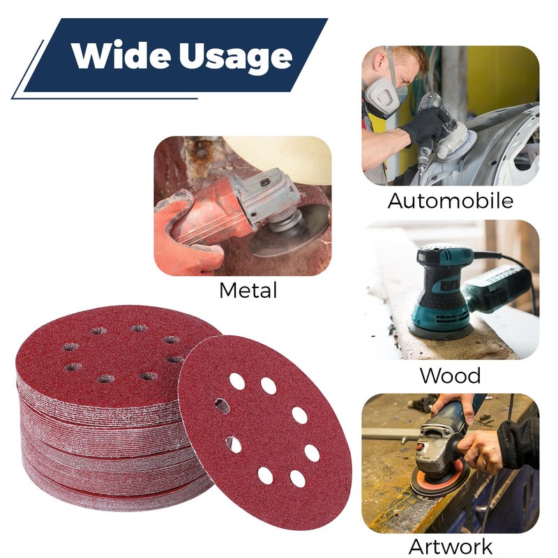 125mm Sanding Discs,100Pcs Orbital Sander Discs Hook and Loop Sanding