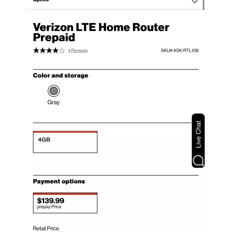 Verizon LTE Home Router, Sim Card Ready ASK-RTL108, Version 3.0