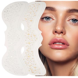 Face Tattoo Carnival, Glitter Festival Make Up Tattoos, Waterproof Freckles Freckles Tattoo in Gold for Women (Silver, 6 Sheets)