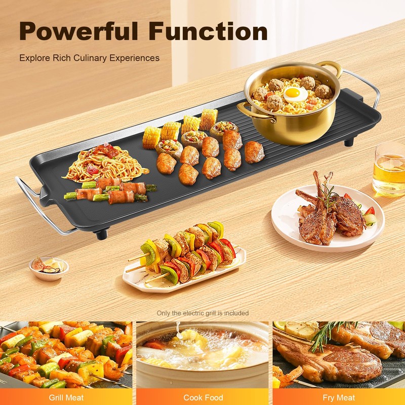 Electric Griddle Teppanyaki Grill 26" 1500W Nonstick Indoor Outdoor Table