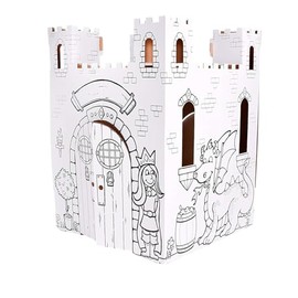 Easy Playhouse Castillo de cuento de hadas – Arte y manualidades para niños para diversión en interiores y exteriores, colorear, dibujar, garabatear – Decora y personaliza un fuerte de cartón, 32" X