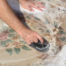 QWORK® Stiff Bristle Carpet Cleaning Brush Floor Scrubbing Brush with Ergonomic Handle for Car and Household Interior