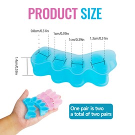 2 Pair Zehenspreizer Silikon, Weiche Zehentrenner Gel zur Zehenkorrektur, Toe Spreader bei Hallux Valgus,Toe Spacer für Damen Herren, ideal für Yoga, Sport Alltag, Blau und Rosa