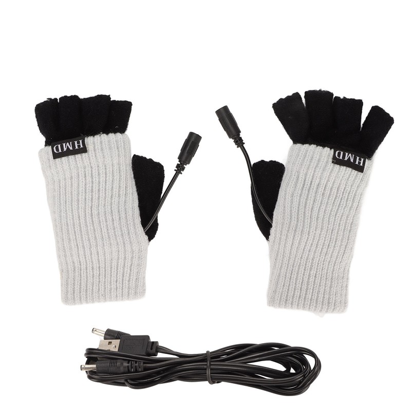 USB Heated Gloves Adult Winter Soft Fashionable Fingerless Heating Gloves